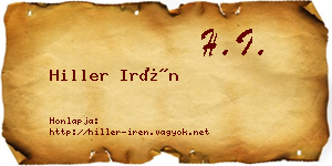 Hiller Irén névjegykártya